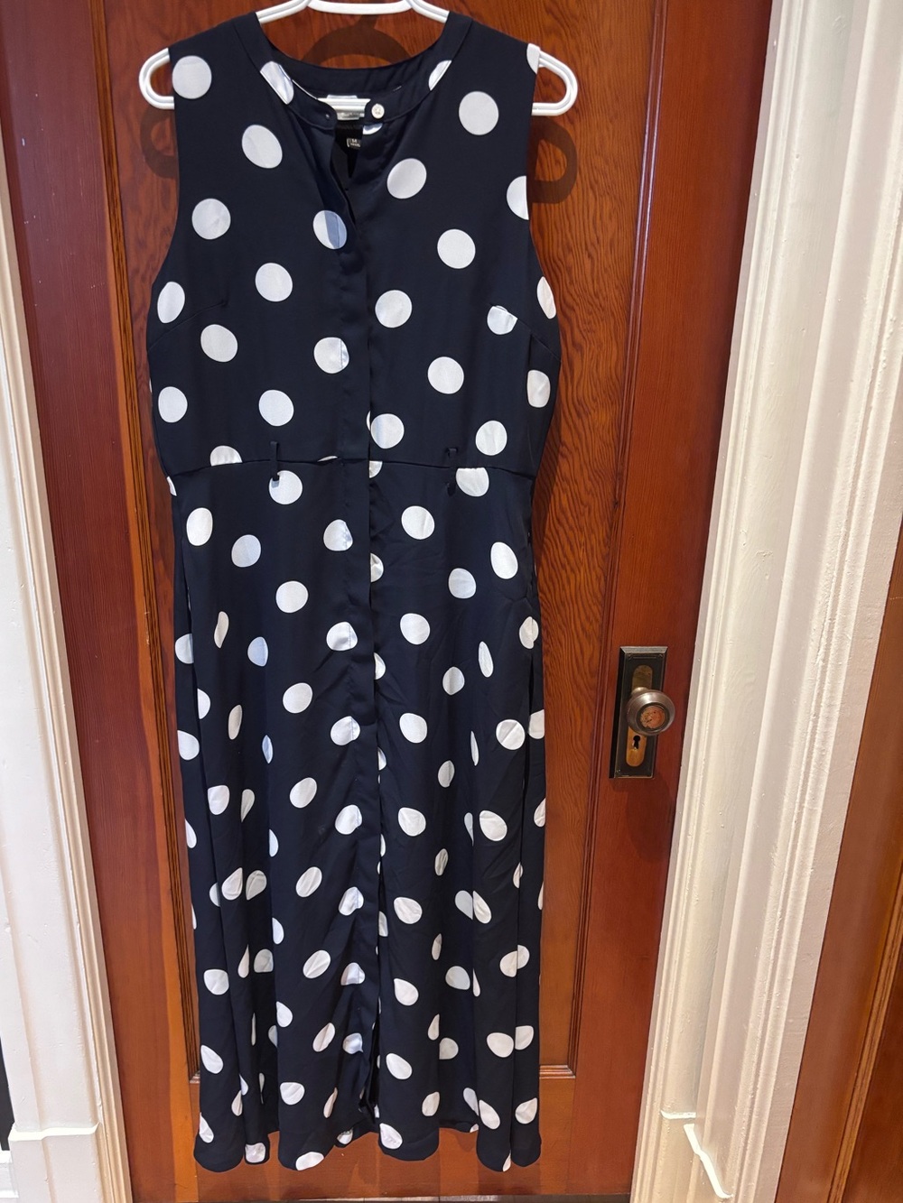 Banana Republic blue& White Polka Dot Maxi shirt Dress s.14